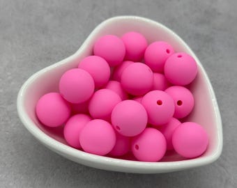 Pink 15mm Silicone Beads, Round Silicone Bead, Wholesale beads