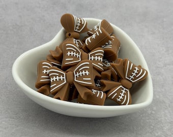 Football Bow 3D Silicone Focal Bead