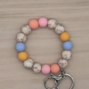 Winnie + Friends Silicone Wristlet Beaded Key Fob