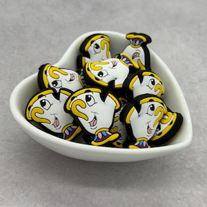 Cuenta focal de silicona de doble cara para taza de té parlante