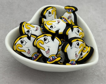 Talking Teacup Double-Sided Silicone Focal Bead
