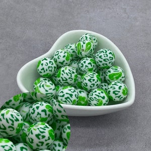 Leopard luck Printed 15mm Silicone Beads, Round Silicone Bead, Wholesale beads