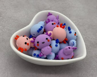 Axolotl 3D verschillende kleuren siliconen focuskraal