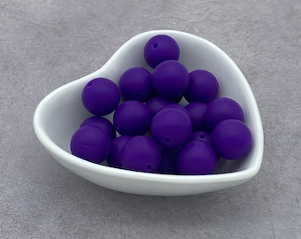 Grape Purple 15mm Round Silicone Beads