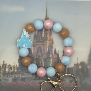 4 Parks Magic World Castle Silicone Beaded Wristlet Key Fob