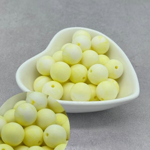 Marble Yellow 15mm Silicone Beads, Round Silicone Bead, Wholesale beads