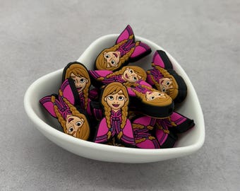 Feisty-Pants Princess Double Sided Silicone Focal Bead