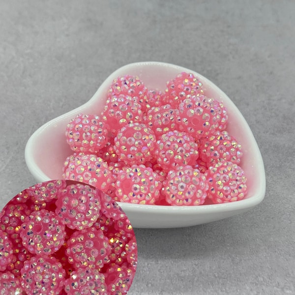 Bubblegum Pink 16mm Resin Rhinestone Bead