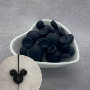 Big Black Mouse Head Silicone Beads, Round Silicone Bead, Wholesale beads