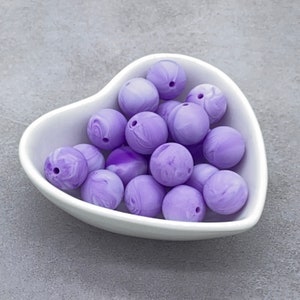 Marble Purple 15mm Silicone Beads, Round Silicone Bead, Wholesale beads