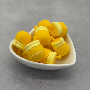 Cuenta focal de silicona 3D con forma de tarro de miel