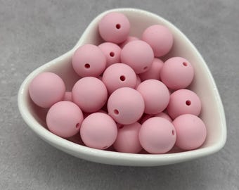 Light Pink 15mm Silicone Beads, Round Silicone Bead, Wholesale beads