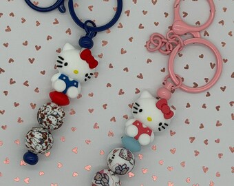 Japanese Cat Silicone Beaded Bar Keychain
