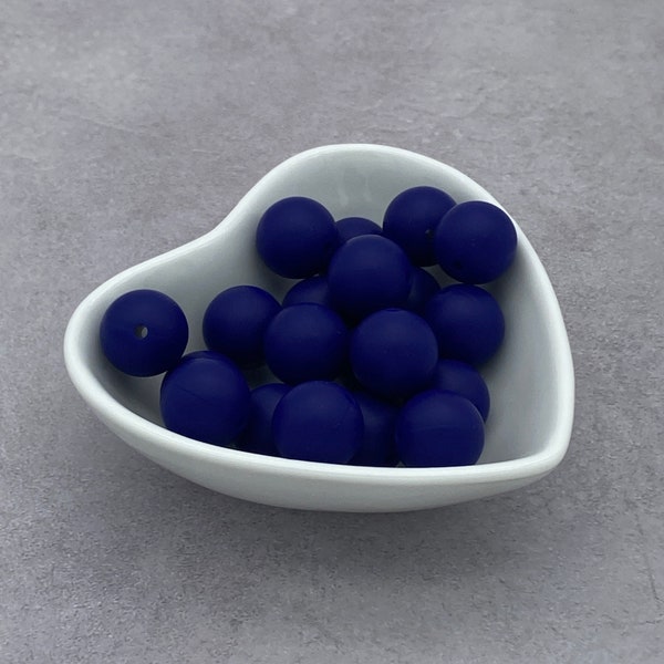 Navy Blue 15mm Silicone Beads, Round Silicone Bead, Wholesale beads