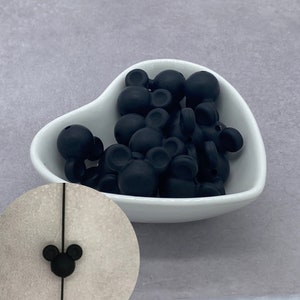 Black Mouse Head Silicone Beads, Round Silicone Bead, Wholesale beads