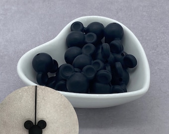 Black Mouse Head Silicone Beads, Round Silicone Bead, Wholesale beads