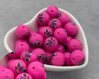 Aloha 624 Face Printed Glossy 15mm Round Silicone Beads