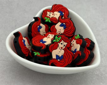 Mermaid Princess Double-Sided Silicone Focal Bead