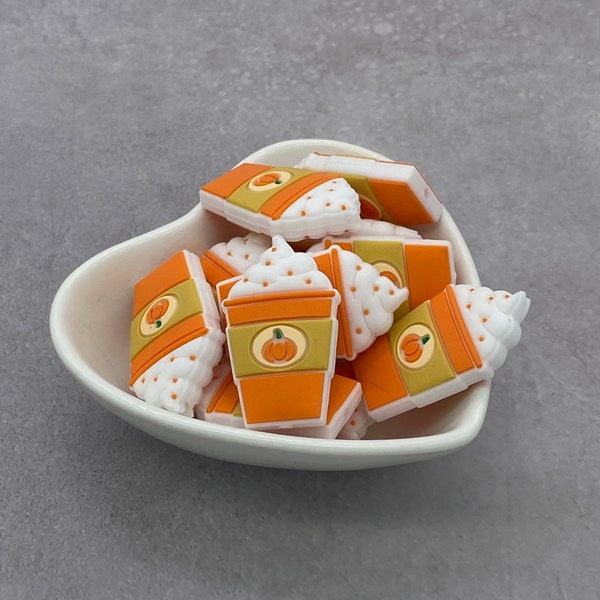 Pumpkin Coffee Fall Drink Silicone Focal Bead