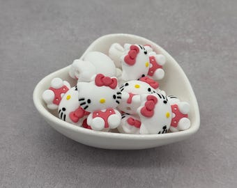 Japanese Cat Pink 3D Silicone Focal Bead