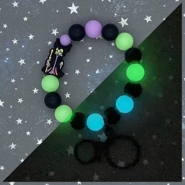 Mistress of Evil Silicone Beaded Wristlet Key Fob Glow in the Dark