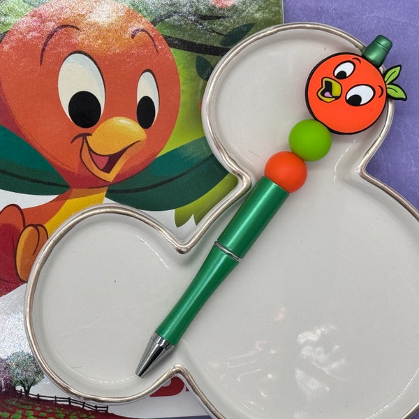 Citrus Bird Silicone Beaded Pen