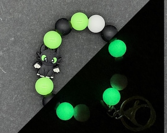 Night Dragon Glow in the Dark Beaded Wristlet Key Fob