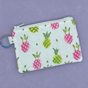 Helle Ananas Reißverschlusstasche Neon Pink Klar ID Fenster