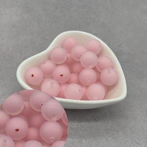 Contas de silicone rosa fosco de 15 mm, contas redondas de silicone, contas de atacado