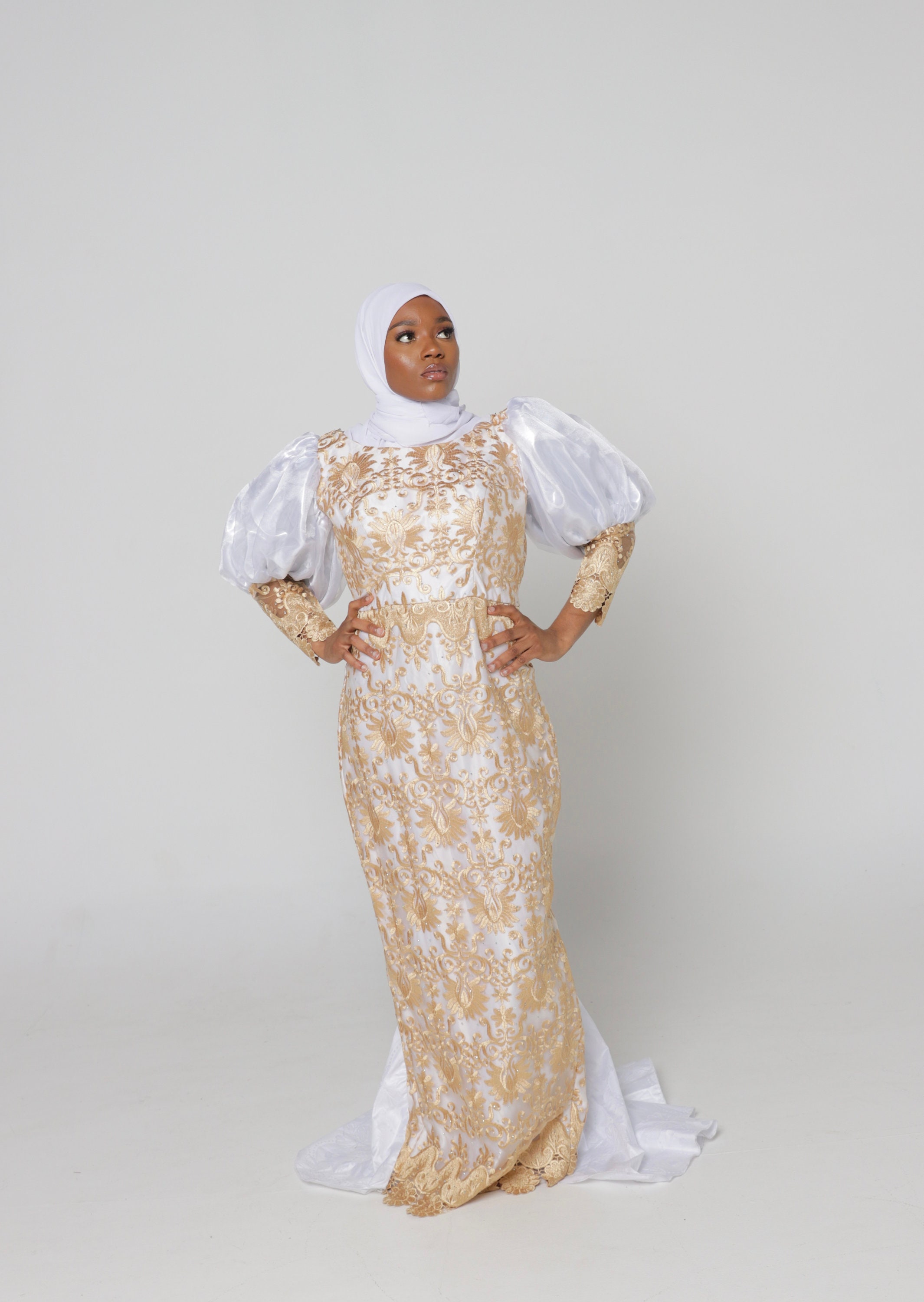 Wedding Dress Traditional Bridal Gown Nikkah White and Gold Etsy