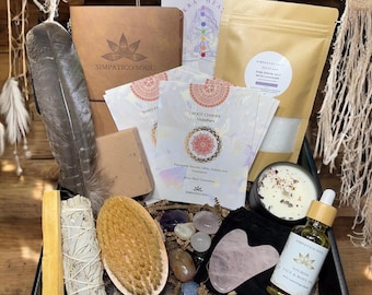 Chakra Healing Goft set| Spritual Self Care Spa Gift Box |Relaxation Spa Gift | self care Her | Spa Day Gift Box| Gift for Friend | crystals