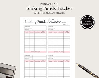Sinking Funds Tracker, druckbare finanzielle Einsparungen Tracker, Budget Finanz Tracker, Expense Tracker Vorlage, Sofortiger Download