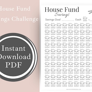 House Fund Savings Challenge With Shade, House Savings Tracker, Money Saving House Planner, Home Savings Tracker, Savings Goal