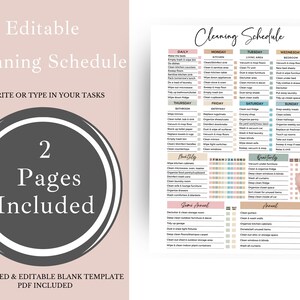 Editable Cleaning Checklist, Printable Cleaning List, Cleaning Schedule, House Cleaning Schedule, Cleaning Planner, Cleaning Tracker,