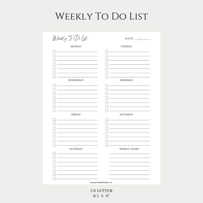 Printable Weekly Planner, Weekly to Do List, Weekly Schedule ...