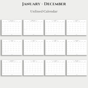 2026 & 2027 Calendar Lined and Unlined Sunday Start Landscape Layout, Jan-Dec Notes, Monthly Letter Size PDF Printable, Instant PDF Download image 7