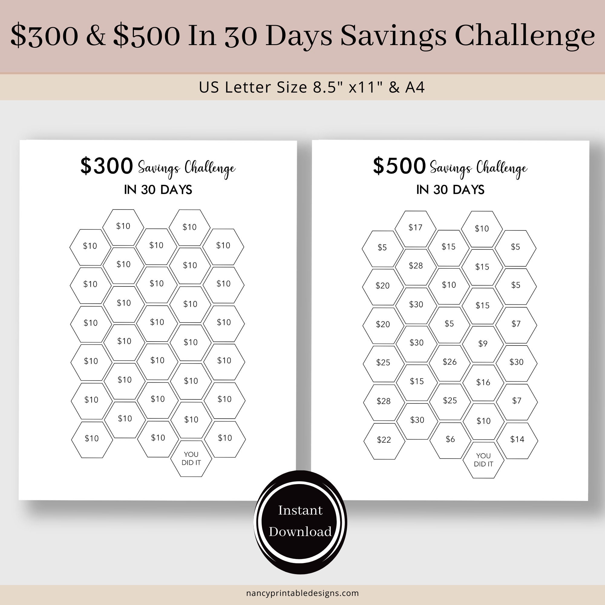 Saving Challenge Printable, Money Saving Binder, 52 Week Challenge ...
