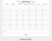 2026 & 2027 Calendar Lined and Unlined Sunday Start Landscape Layout, Jan-Dec Notes, Monthly Letter Size PDF Printable, Instant PDF Download