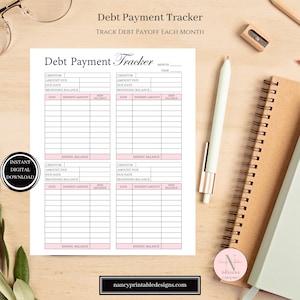 Debt Payment Tracker, Debt Payoff Chart, Digital Debt Tracker, Debt Payoff Tracker Chart, Instant Download  Debt Worksheet