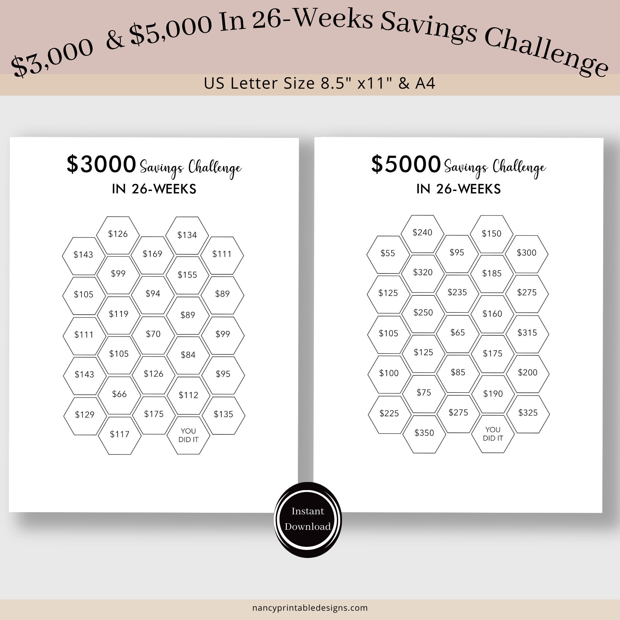 Saving Challenge Printable, Money Saving Binder, 52 Week Challenge ...