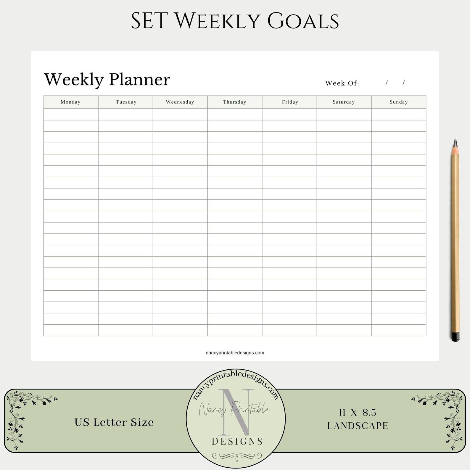 Weekly Days Tree Weekly Planner, Printable 7 Days Planner, Weekly Schedule Productivity ...