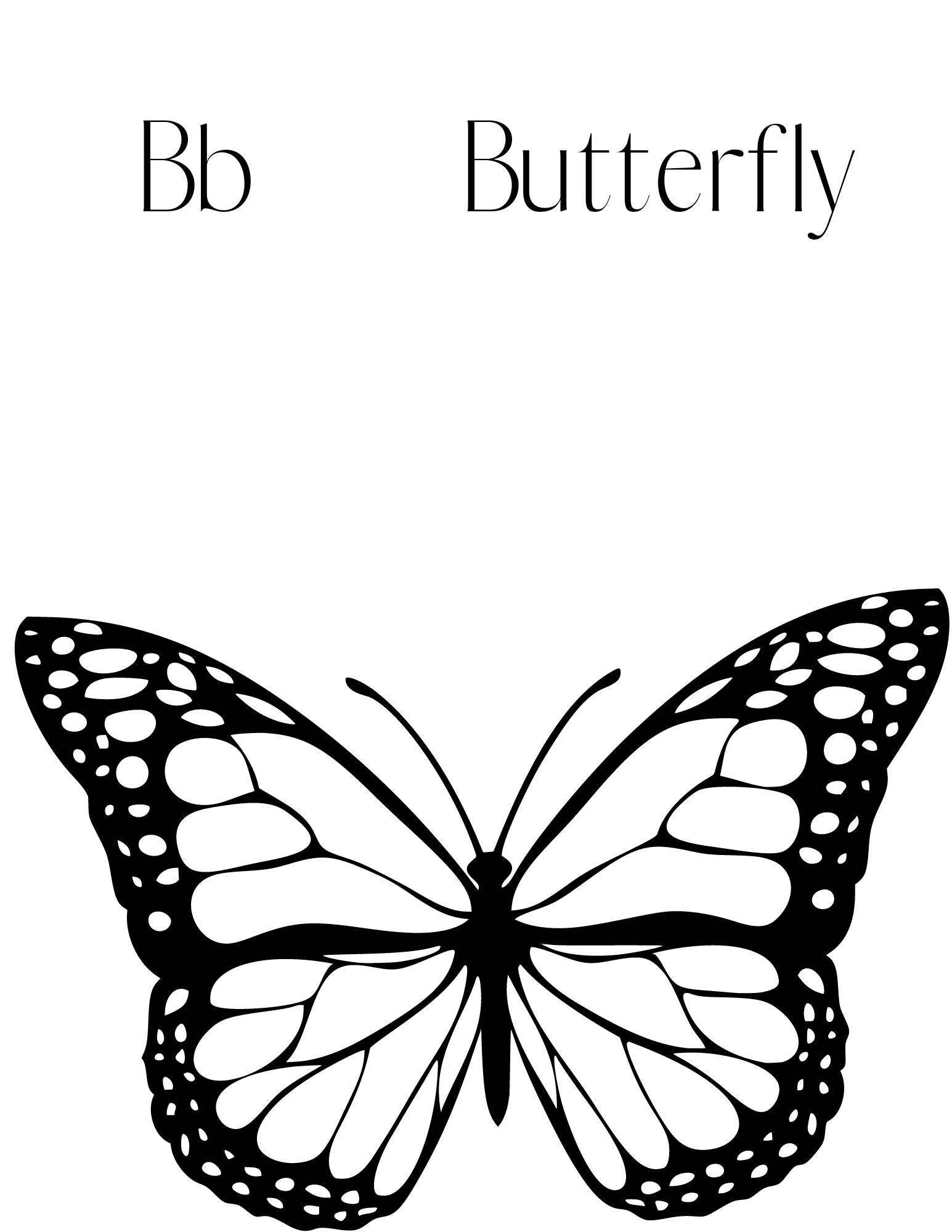 B is for Butterfly Coloring Page - Etsy