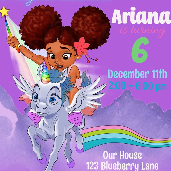 Editable Magical Unicorn Birthday Invitation on Corjl