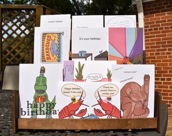 Funny Birthday Card Bundle | Set of 10 Unique Greeting Cards with Envelopes | Quirky Animal & Humor Birthday Cards Pack | Card Collection