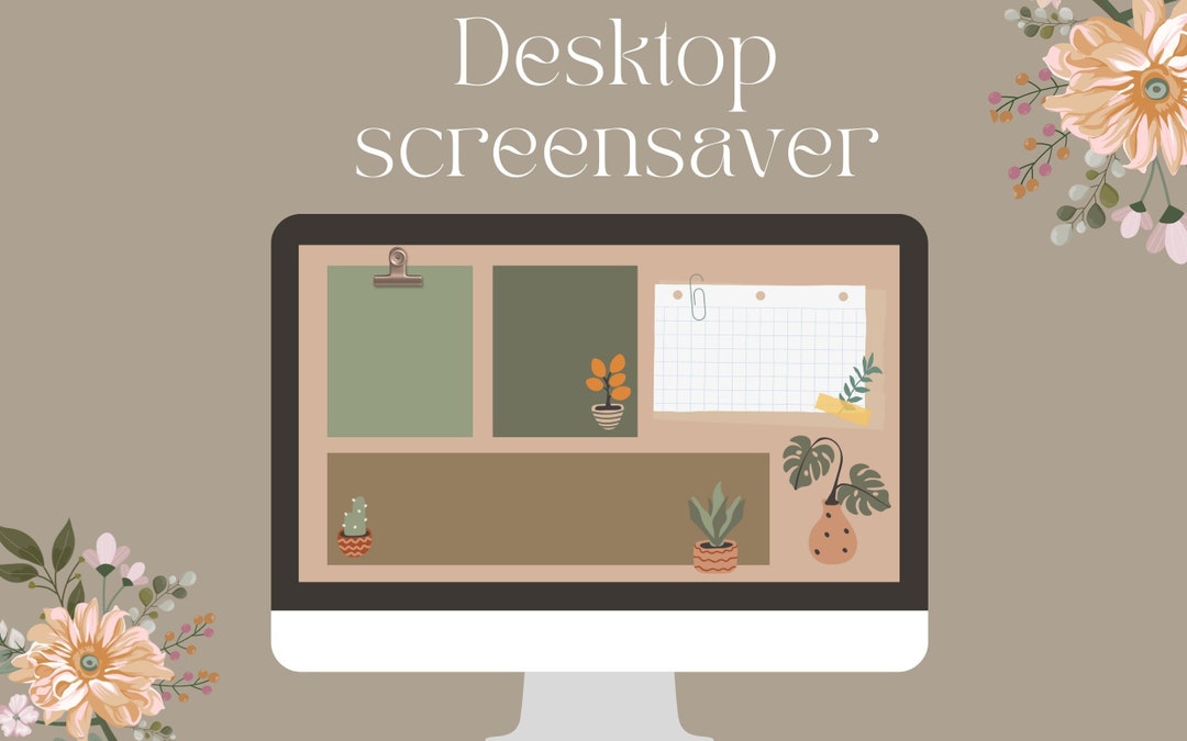 Boho Neutral Desktop Wallpaper Desktop Organizer Computer Screensaver