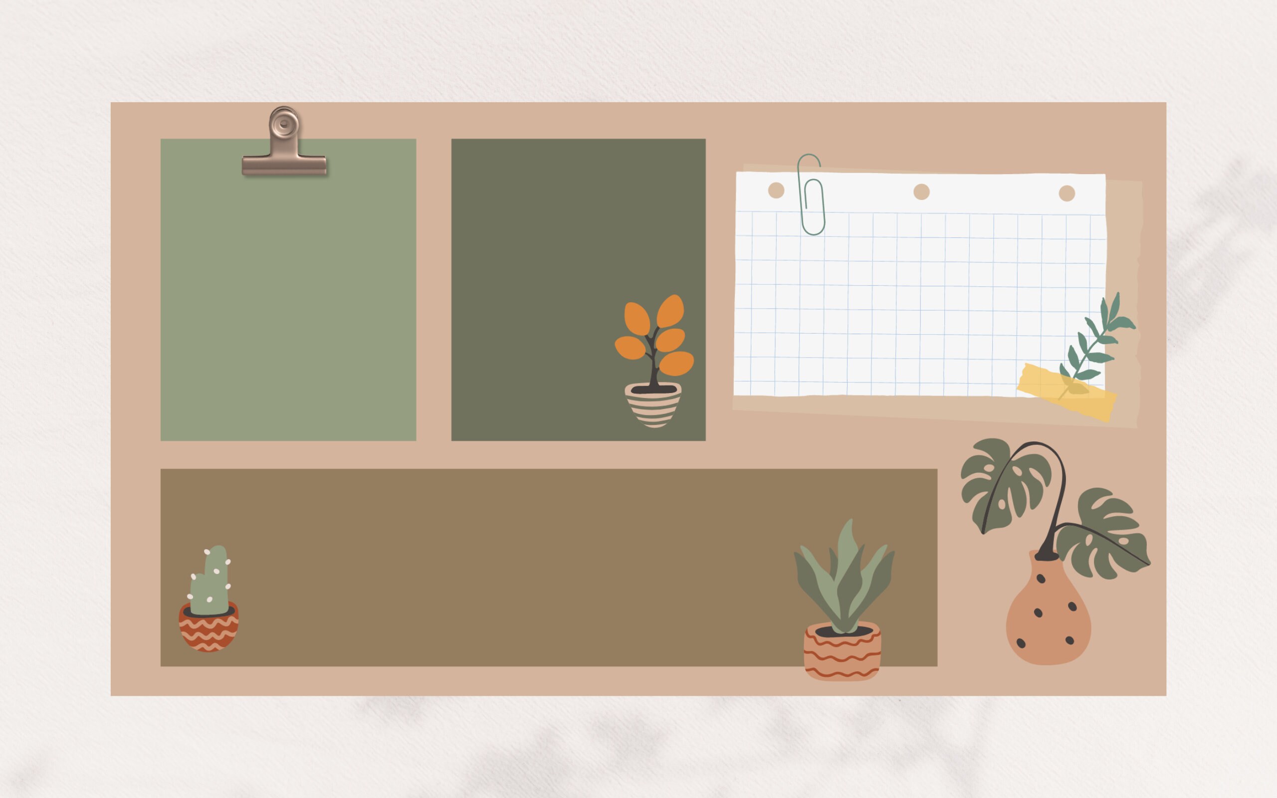 Boho Neutral Desktop Wallpaper Desktop Organizer Computer Screensaver