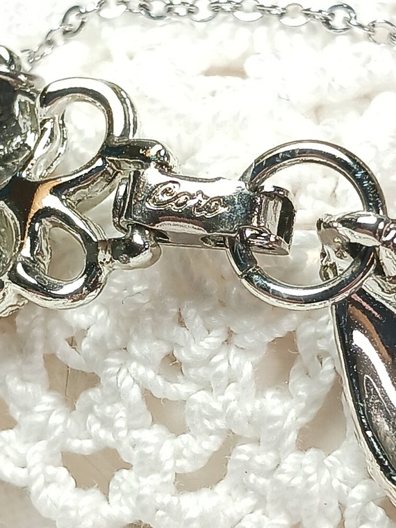 Coro signed Silvertone Leaf Bracelet, Embossed He… - image 9