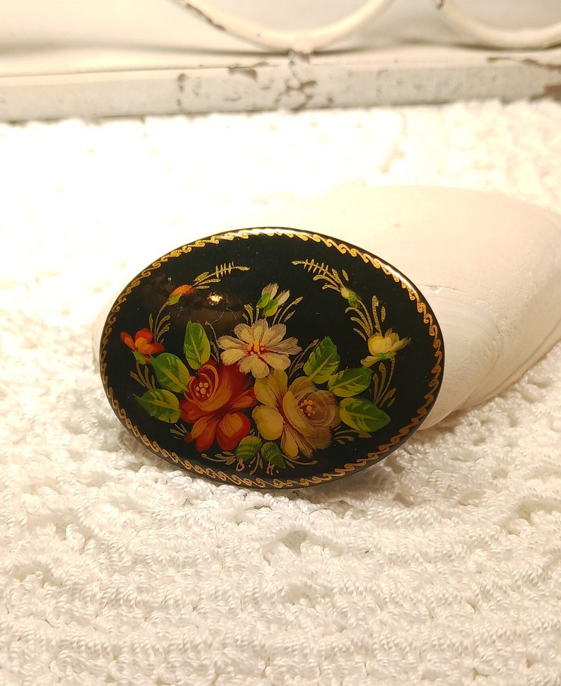 Russian Signed Vintage Flowers Brooch (Blue) main image 1