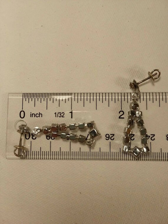 Vintage Rhinestone Dangle Earrings: 1960s Bridal … - image 2