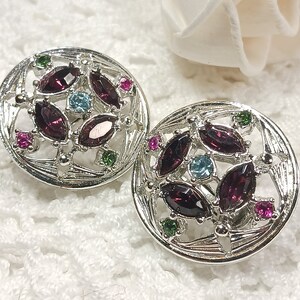 Vintage Sarah Coventry Rhinestone Clip Earrings, Vintage Silver Tone Jewelry, SFV203
